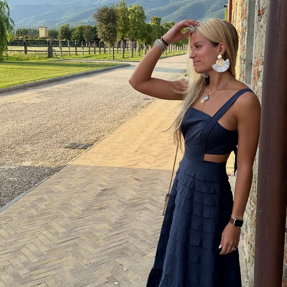 Jonathan Simkhai Navy Blue Tiered Maxi Dress - Picture 3 of 5